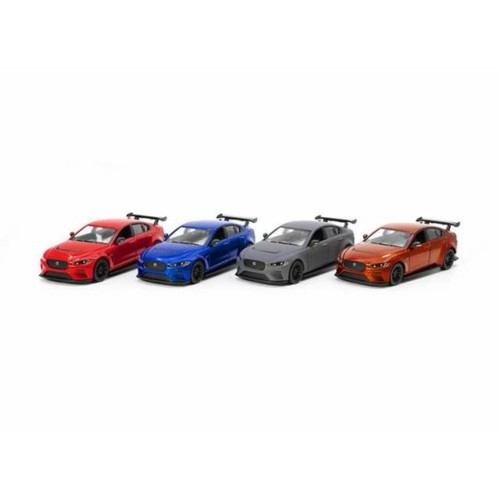 KT5416D-12 - 1/36 2018 JAGUAR XE SV PROJECT 8 ASSORTMENT TRAY OF 12 WITH 4 COLOURS IN THE TRAY ORANGE BLUE RED AND GREY