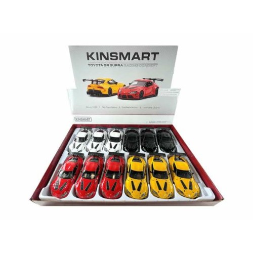 KT5421D-12 - 1/36 2019 TOYOTA GR SUPRA CONCEPT ASSORTMENT TRAY OF 12 WITH 4 COLOURS IN THE TRAY RED WHITE ORANGE AND BLACK