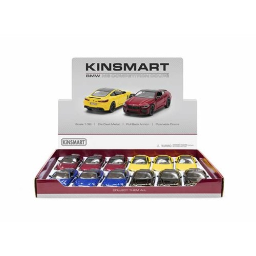 KT5425D-12 - 1/36 BMW M8 COMPETITION COUPE ASSORTMENT TRAY OF 12 WITH 4 COLOURS IN THE TRAY RED BLUE YELLOW AND BLACK