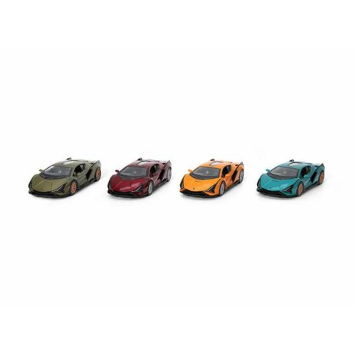 KT5431D-12 - 1/36 LAMBORGINI SIAN ASSORTMENT TRAY OF 12 WITH 4 COLOURS IN THE TRAY GREEN-GOLD RED ORANGE GREEN-BLUE IN WINDOW BOX