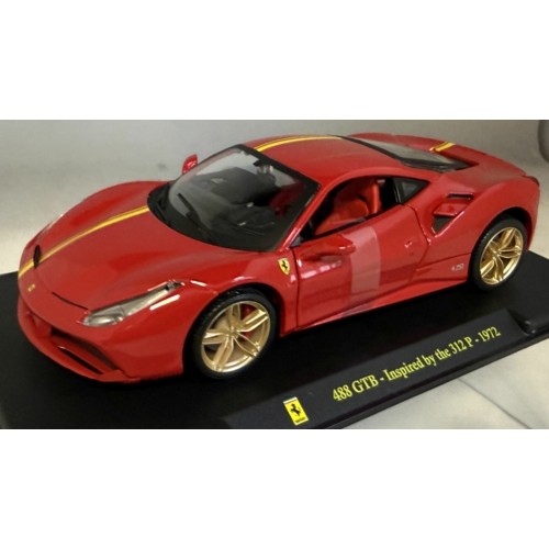 MAGPFG8 - 1/24 FERRARI 488 GTB RED - INSPIRED BY 1972 312P - SUPERCAR COLLECTION GIFT