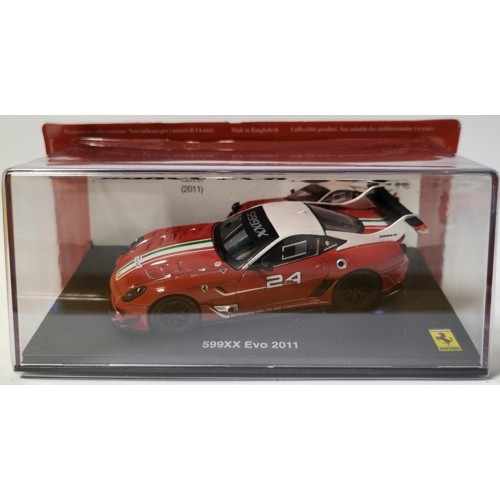 MAGPQ13 - 1/43 FERRARI 599XX EVO 2011 - RED/STRIPES NO.24 - FERRARI COLLECTION WITH CASE