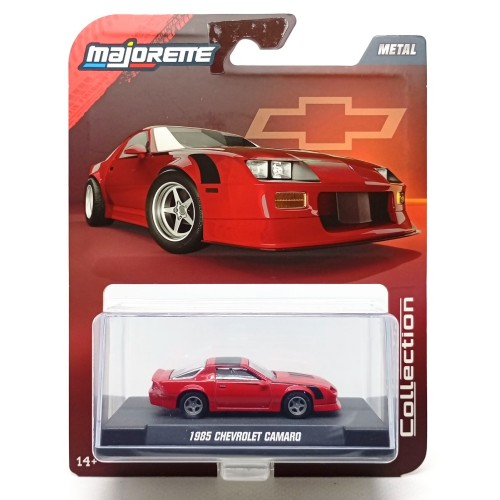 MAJ85CHEVCAMARO - 1/64 1985 CHEVROLET CAMARO RED WITH DISPLAY CASE