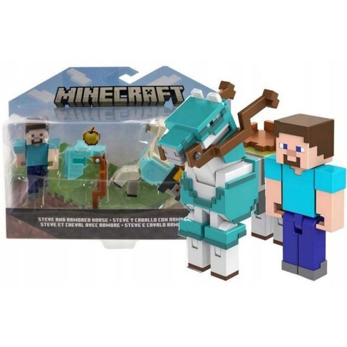 MATHDV39 - MINECRAFT STEVE AND ARMORED HORSE FIGURES