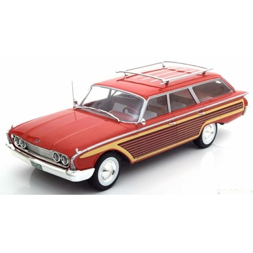 MCG18074 - 1/18 FORD COUNTRY SQUIRE, 1960, WITH ROOF RAILING, RED/WOOD OPTICS