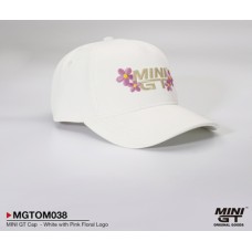 MGTOM038 - MINI GT CAP - WHITE WITH PINK FLORAL LOGO