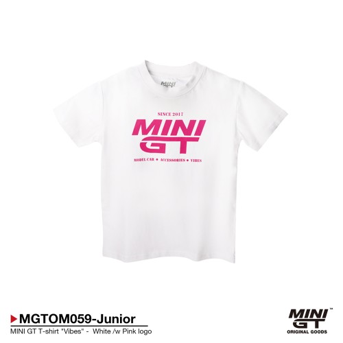 MGTOM059-JUNIOR - MINI GT T-SHIRT VIBES WHITE/W PINK LOGO (KIDS SIZE 8)