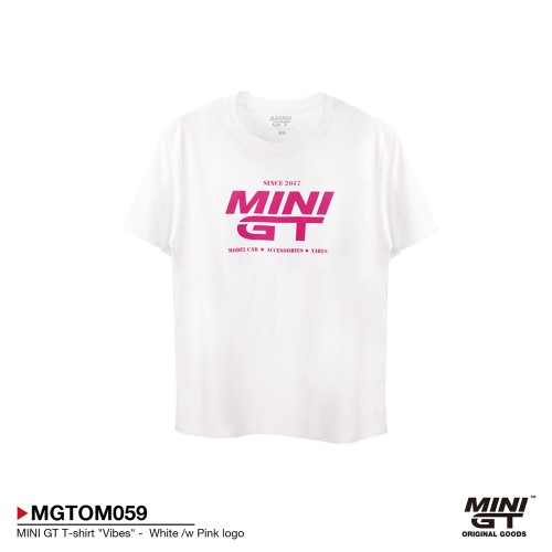 MGTOM059-XXS - MINI GT T-SHIRT VIBES WHITE/W PINK LOGO XXS (LADY SIZE)
