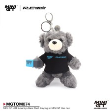 MGTOM074 - MINI GT X RE-AMEMIYA BEAR PLUSH KEYRING W/MINI GT BLUE BOX