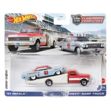 MHWFLF56-HKF40 - HOT WHEELS TEAM TRANSPORT '61 IMPALA '72 CHEVY RAMP TRUCK #54