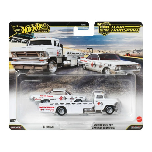 MHWFLF56-JHX88 HOT WHEELS TEAM TRANSPORT '61 IMPALA HORIZON HAULER NO.87