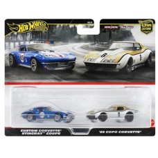 MHWHBL96-HRR80 - HOT WHEELS 2 PACK CUSTOM CORVETTE SINGRAY COUPE AND '68 COPO CORVETTE