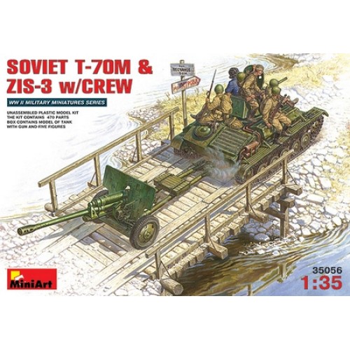 MIN35056 - 1/35 SOVIET T-70 M & ZIS-3 WITH CREW (PLASTIC KIT)