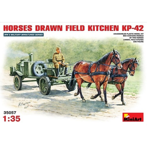 MIN35057 - 1/35 SOVIET FIELD KITCHEN W/ HORSES (PLASTIC KIT)