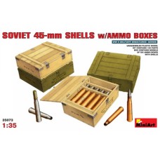 MIN35073 - 1/35 SOVIET 45MM SHELLS W/ AMMO BOXES (PLASTIC KIT)
