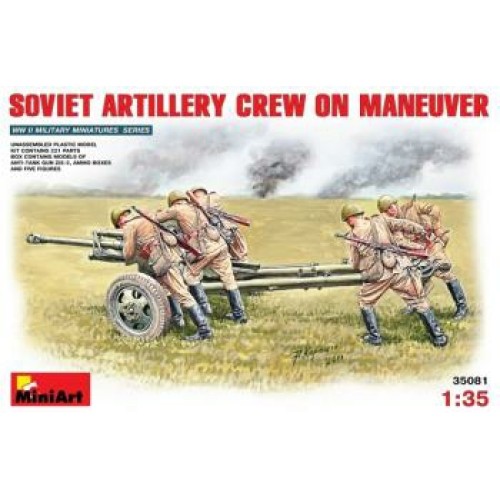 MIN35081 - 1/35 SOVIET ARTILLERY CREW ON MANEUVER (PLASTIC KIT)