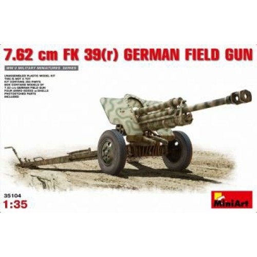MIN35104 - 1/35 7.62 CM F.K. 39 GERMAN FIELD GUN (PLASTIC KIT)