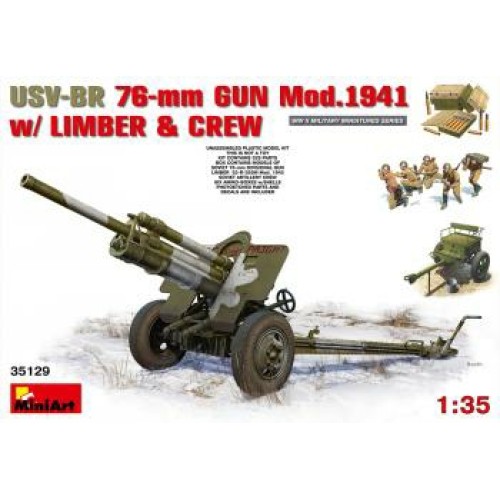 MIN35129 - 1/35 USV-BR 76MM GUN MOD.194 W/ LIMBER AND CREW (PLASTIC KIT)