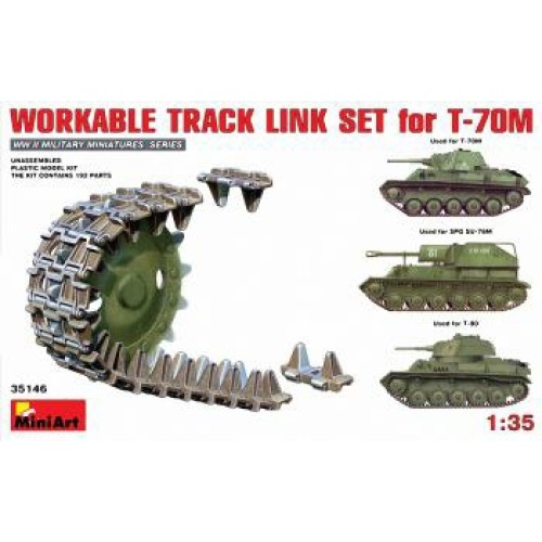 MIN35146 - 1/35 WORKABLE TRACK LINK SET FOR T-70M LIGHT TANK (PLASTIC KIT)