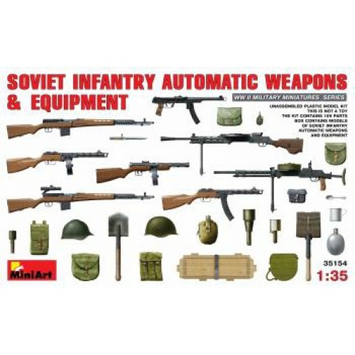 MIN35154 - 1/35 SOVIET INFANTRY AUTOMATIC WEAPONS AND EQUIPMENT (PLASTIC KIT)