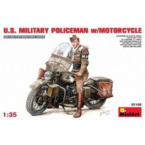 MIN35168 - 1/35 U.S.MILLITARY POLICEMAN WITH MOTORCYCLE (PLASTIC KIT)