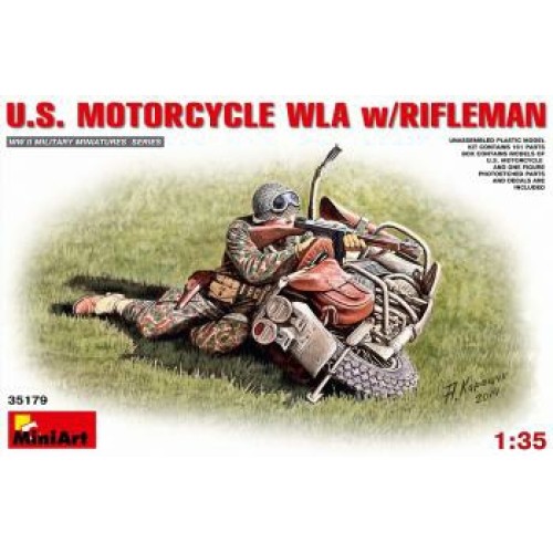 MIN35179 - 1/35 U.S. MOTORCYCLE WLA WITH RIFLEMAN (PLASTIC KIT)