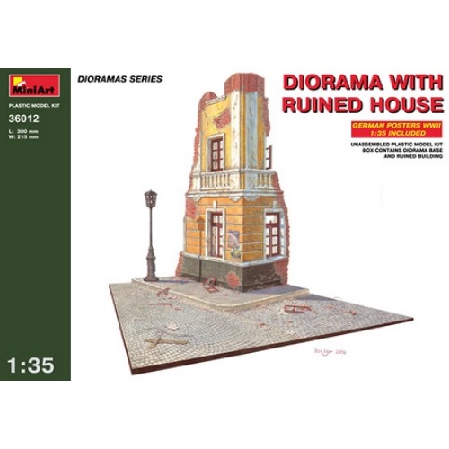 MIN36012 - 1/35 DIORAMA WITH RUINED HOUSE (PLASTIC KIT)