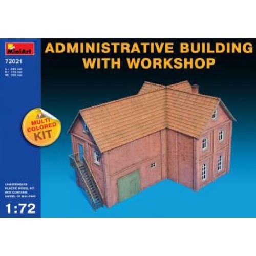 MIN72021 - 1/72 ADMINISTRATIVE BUILDING W/WORKSHOP (MULTI COLOURED KIT) (PLASTIC KIT)