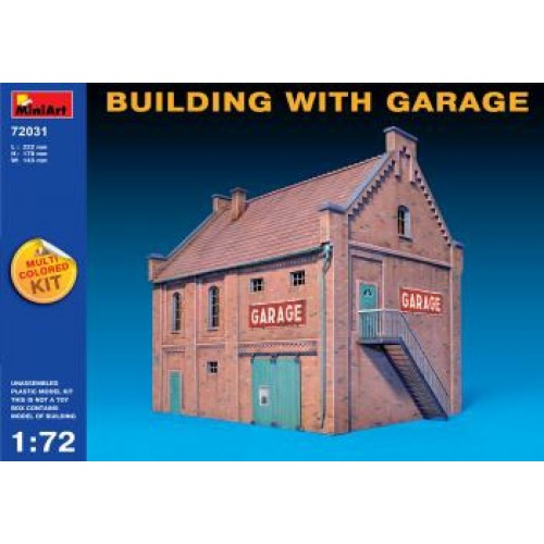 MIN72031 - 1/72 BUILDING WITH GARAGE (MULTI COLOURED KIT) (PLASTIC KIT)