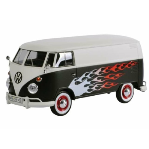 MTX79566 - 1/24 VOLKSWAGEN TYPE 2 HOT ROD WHITE AND BLACK WITH FLAMES