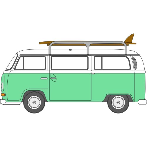 OX120VW007 - 1/120 VW T2 BUS/SURFBOARDS BIRCH GREEN/WHITE