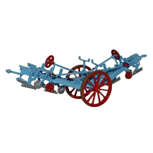 OX76PL001 - 1/76 FOWLER PLOUGH BLUE AND RED