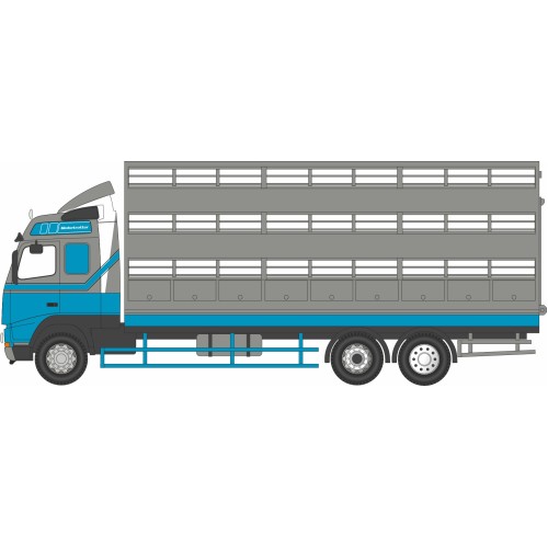 OX76VOL02LS - 1/76 VOLVO FH CATTLE TRUCK BLUE/SILVER