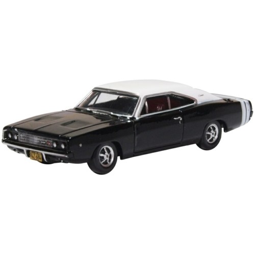 OX87DC68003 - 1/87 DODGE CHARGER 1968 BLACK/WHITE