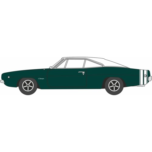 OX87DC68005 - 1/87 1968 DODGE CHARGER RACING GREEN/WHITE