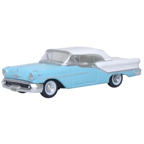 OX87OC57002 - 1/87 BANFF BLUE/ALCAN WHITE OLDSMOBILE 88 CONVERTIBLE 1957 (ROOF UP)