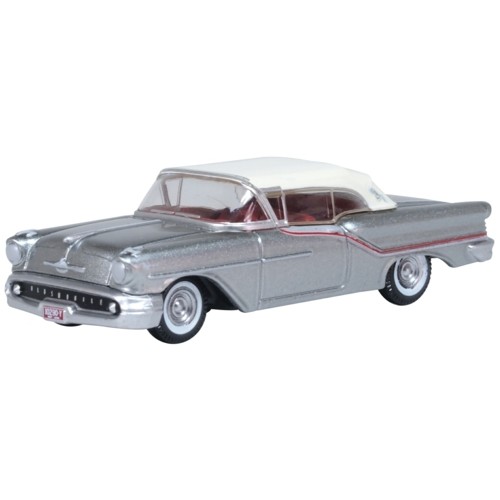 OX87OC57003 - 1/87 1957 OLDSMOBILE 88 CONVERTIBLE (CLOSED) JUNEAU GRAY/ACCENT RED/WHITE