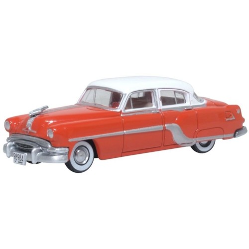 OX87PC54004 - 1/87 CORAL RED/WINTER WHITE PONTIAC CHIEFTAIN 4 DOOR 1954