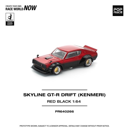 PR640266 - 1/64 SKYLINE GT-R DRIFT KPGC110 KENMERI - RED/BLACK