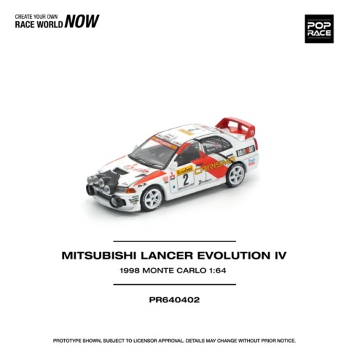 PR640402 - 1/64 MITSUBISHI LANCER EVOLUTION IV - 1998 MONTE CARLO RALLY