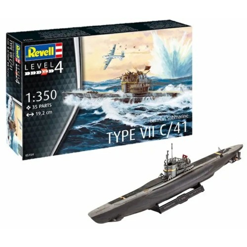 R05154 - 1/350 GERMAN SUBMARINE TYPE VII C/41 (PLASTIC KIT)