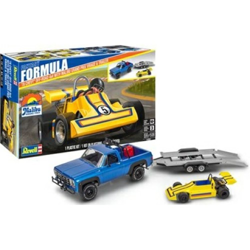 R14581 - 1/25 '78 CHEVY OFF-ROAD 4X4 PICKUP AND MALIBU GP VIRAGE AND TRAILER (PLASTIC KIT)