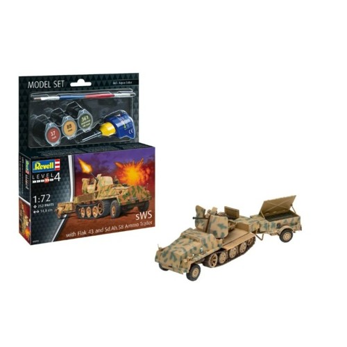 R63293 - 1/72 MODEL SET SWS WITH FLAK43 AND SD.AH58 AMMO TRAILER (PLASTIC KIT)