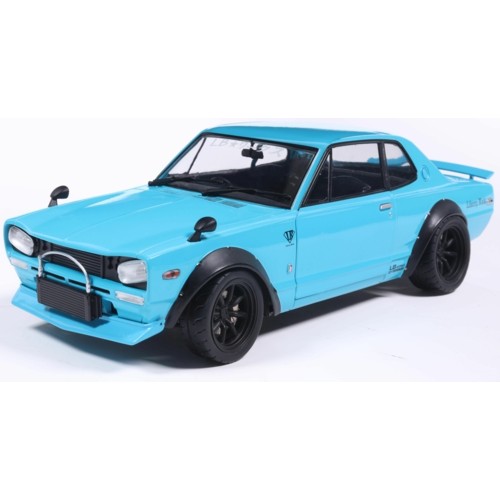 SOL1813005 - 1/18 NISSAN SKYLINE 2000 GT-R (KPGC10) HAKOSUKA LIBERTY WALK BODY KIT BLUE 1970