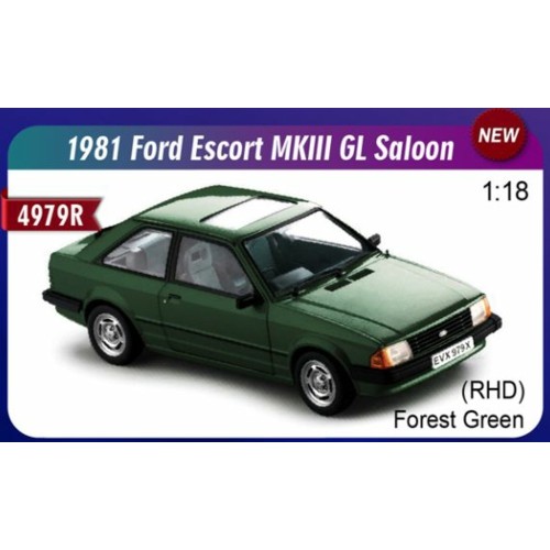 SUNH4979R - 1/18 FORD ESCORT MK3 GL 1981 FOREST GREEN - RHD UK EXCLUSIVE