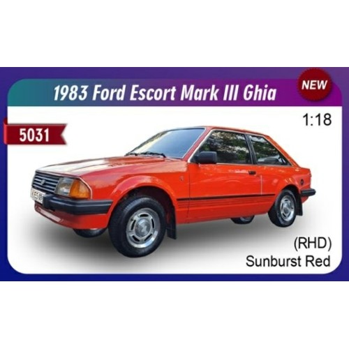 SUNH5031R - 1/18 FORD ESCORT MK3 GHIA 1981 RED - RHD UK EXCLUSIVE