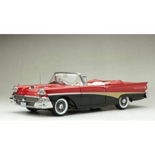 SUNH5264 - 1/18 FORD FAIRLANE 500 CONVERTIBLE RED/BLACK 1958