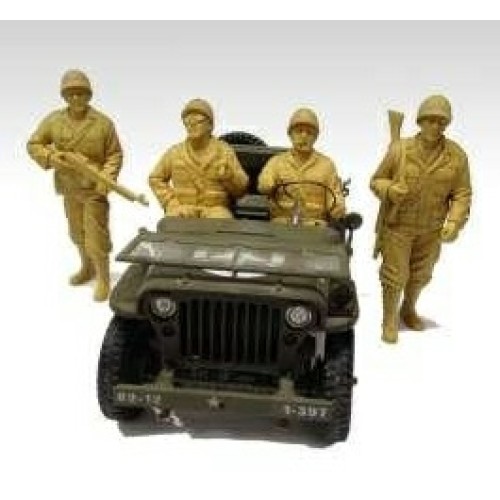 T9-1800141A - 1/18 1942 JEEP WILLYS US ARMY GREEN INCLUDES 4 FIGURES