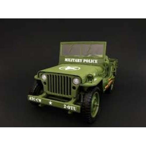 T9-1800142A - 1/18 1941 JEEP WILLYS MILITARY POLICE GREEN INCLUDES 4 FIGURES