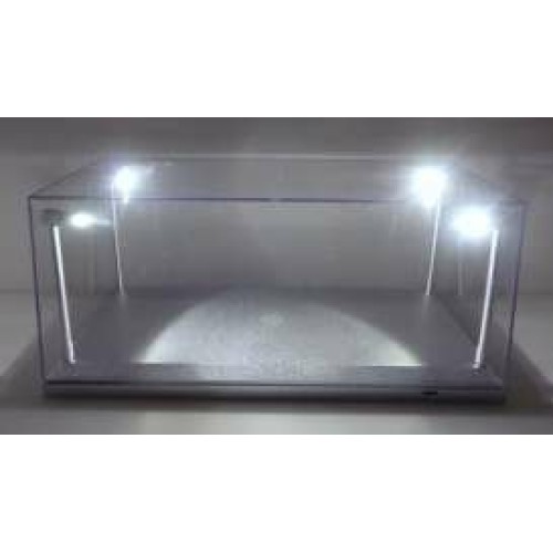 T9-189922 - 1/18 LED DISPLAY CASE 4 ADJUSTABLE LIGHTS 35 X 15 X 16CM WITH SILVER BASE
